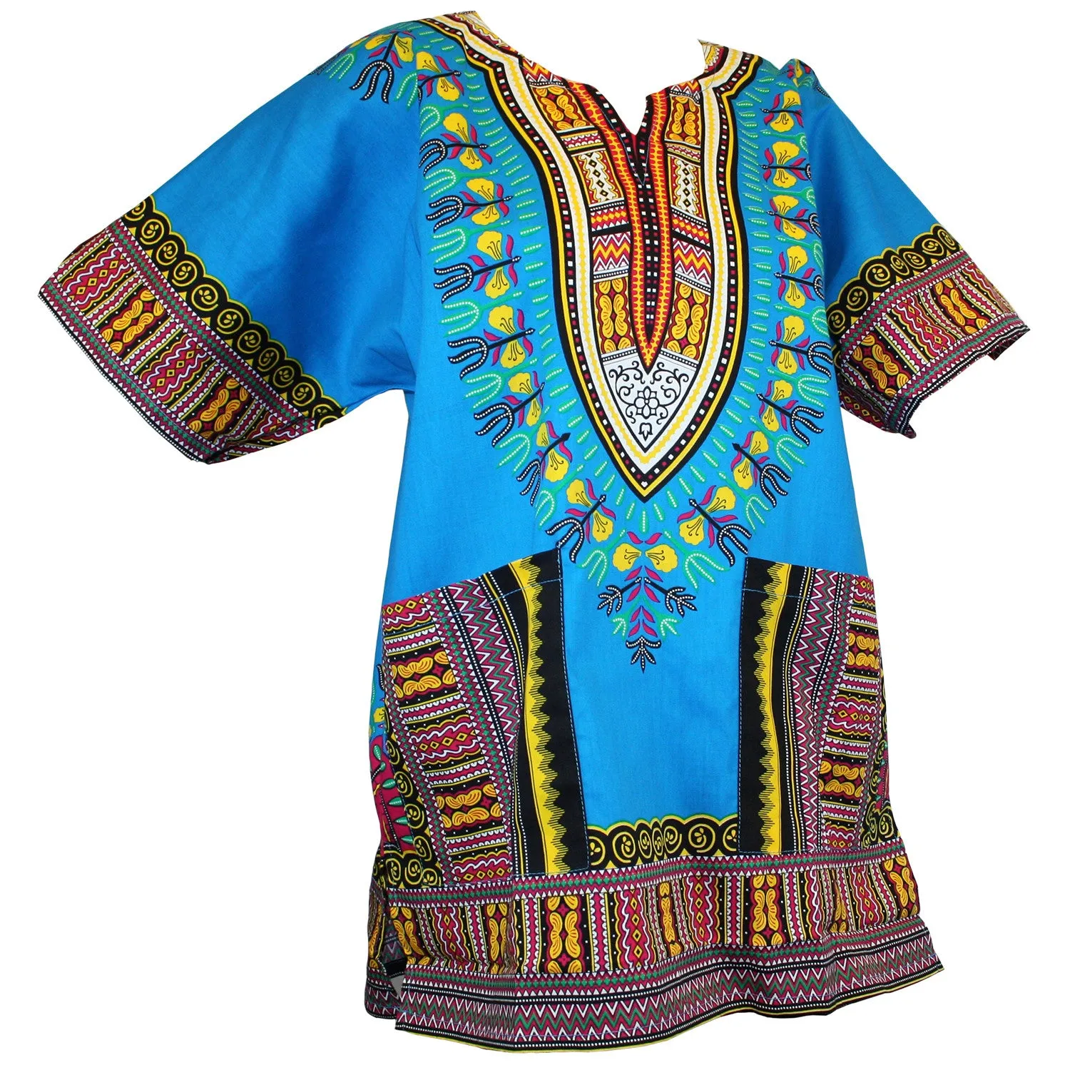 Unisex African Dashiki Cotton Shirt Tribal Traditional Print Hippie