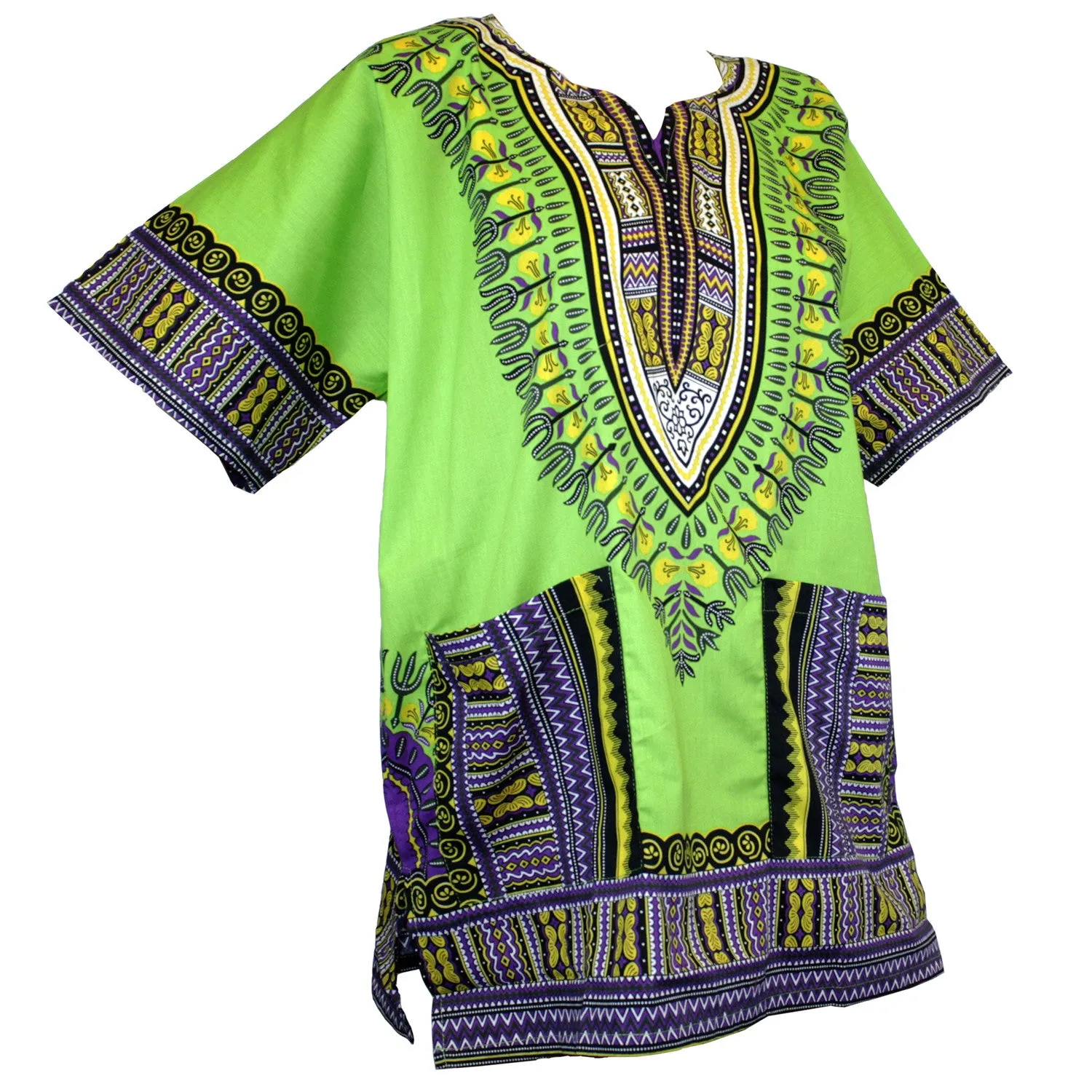 Unisex African Dashiki Cotton Shirt Tribal Traditional Print Hippie