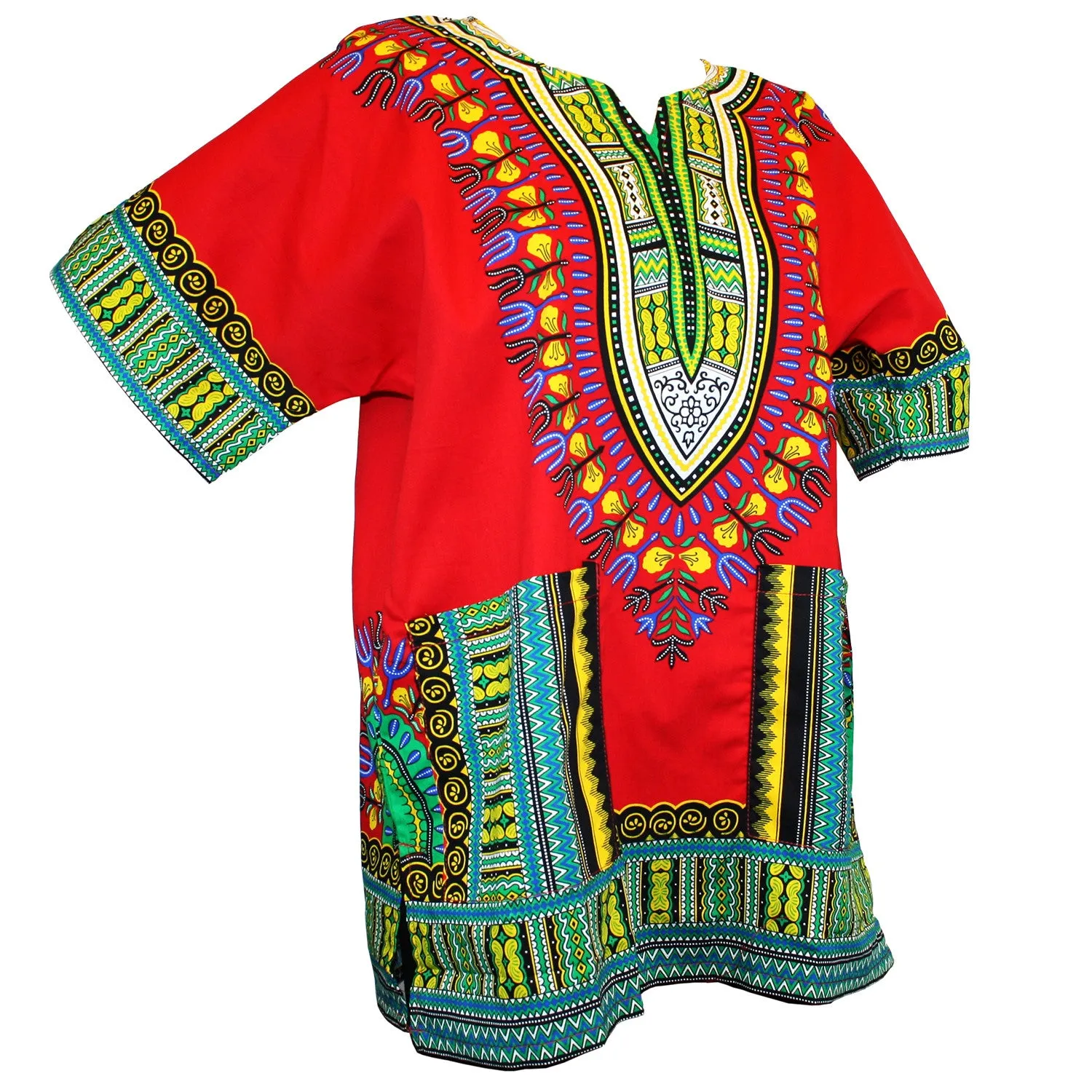 Unisex African Dashiki Cotton Shirt Tribal Traditional Print Hippie