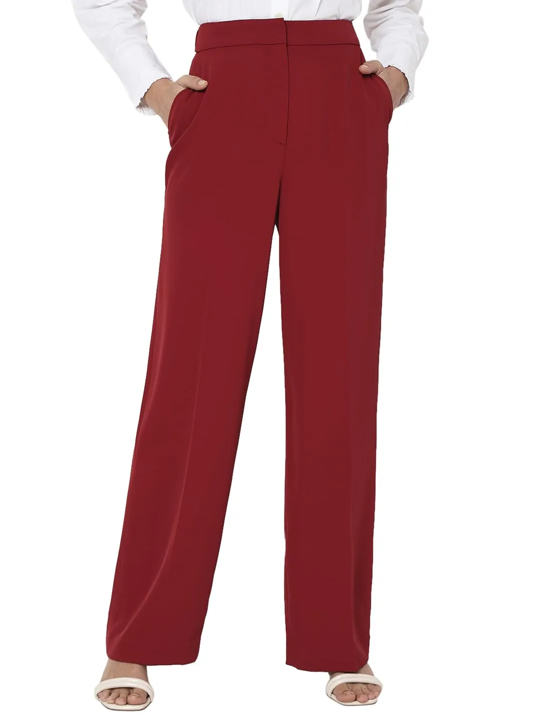 VERO MODA Women's Straight Pants (Biking Red)