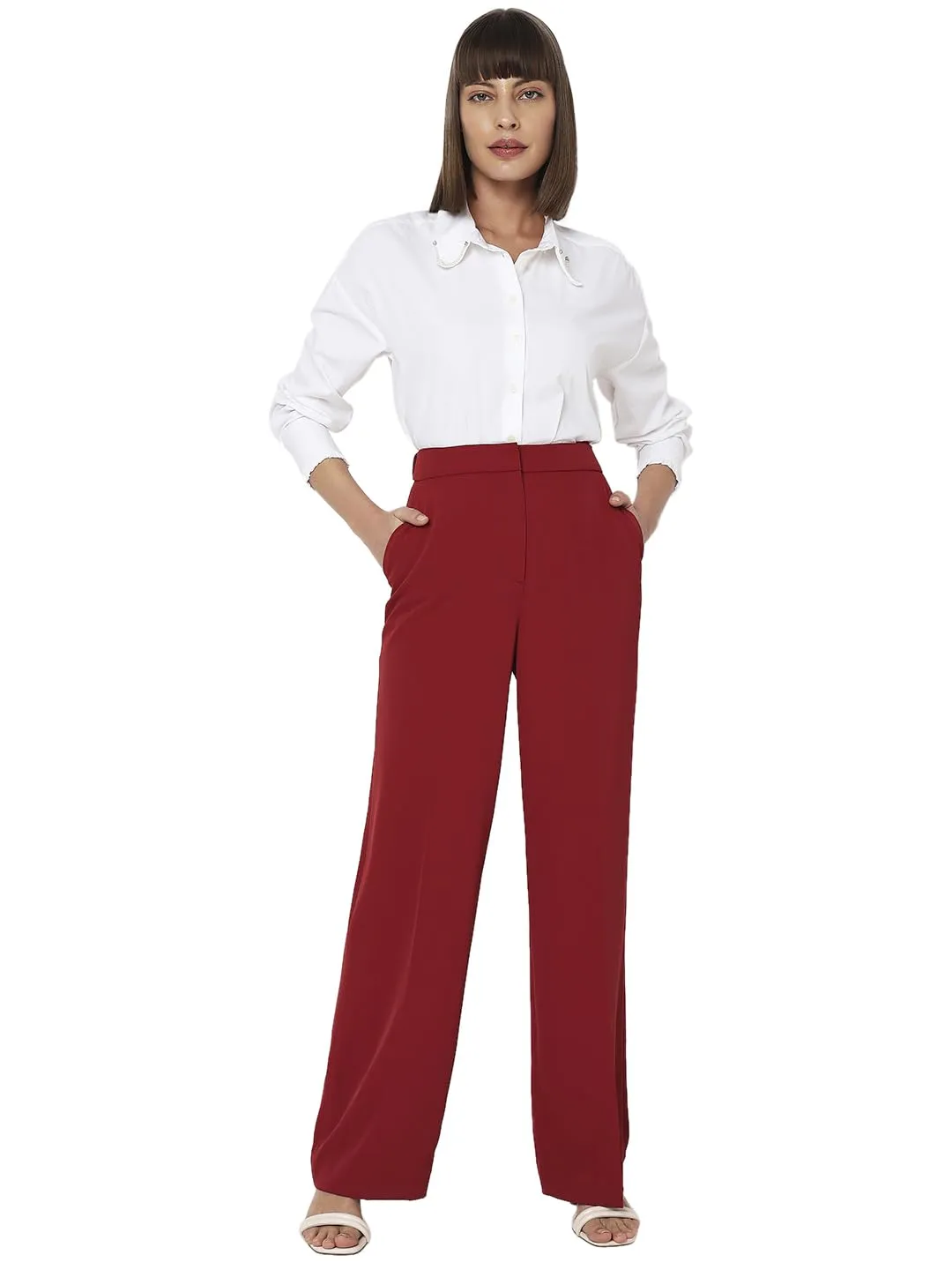 VERO MODA Women's Straight Pants (Biking Red)