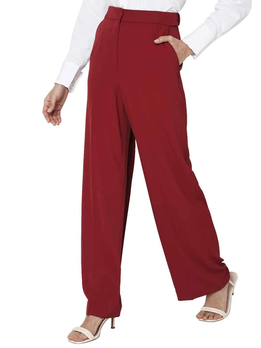 VERO MODA Women's Straight Pants (Biking Red)