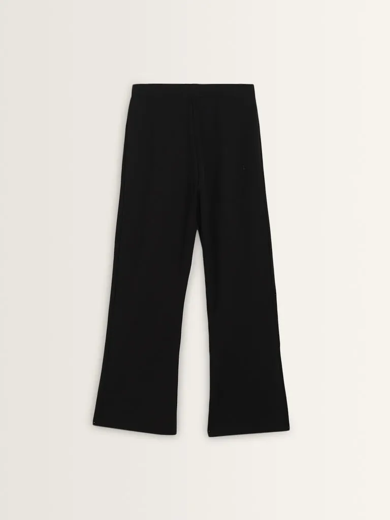 Wardrobe Black Bootcut High-Rise Trousers