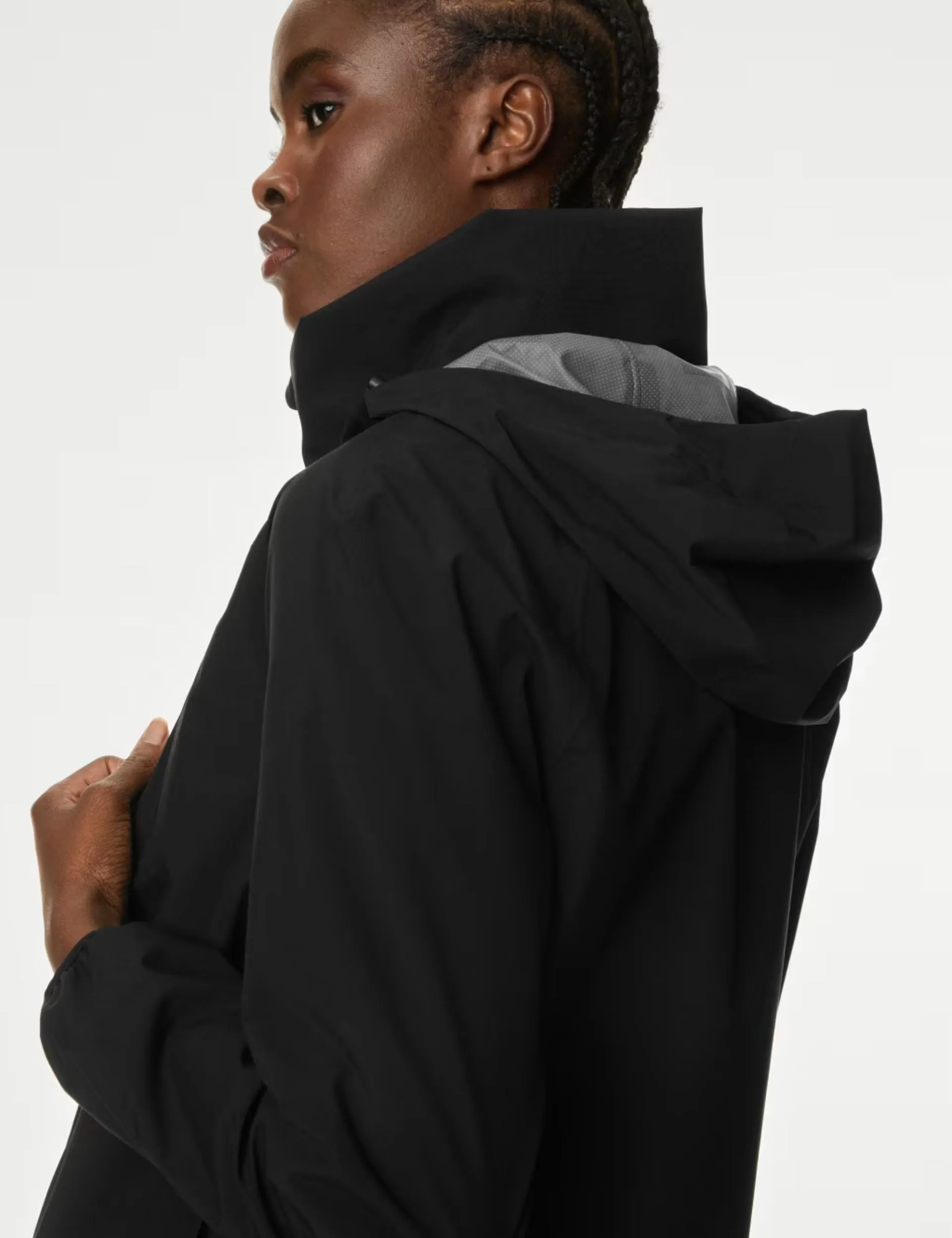 Waterproof Zip Up Hooded Jacket - Black