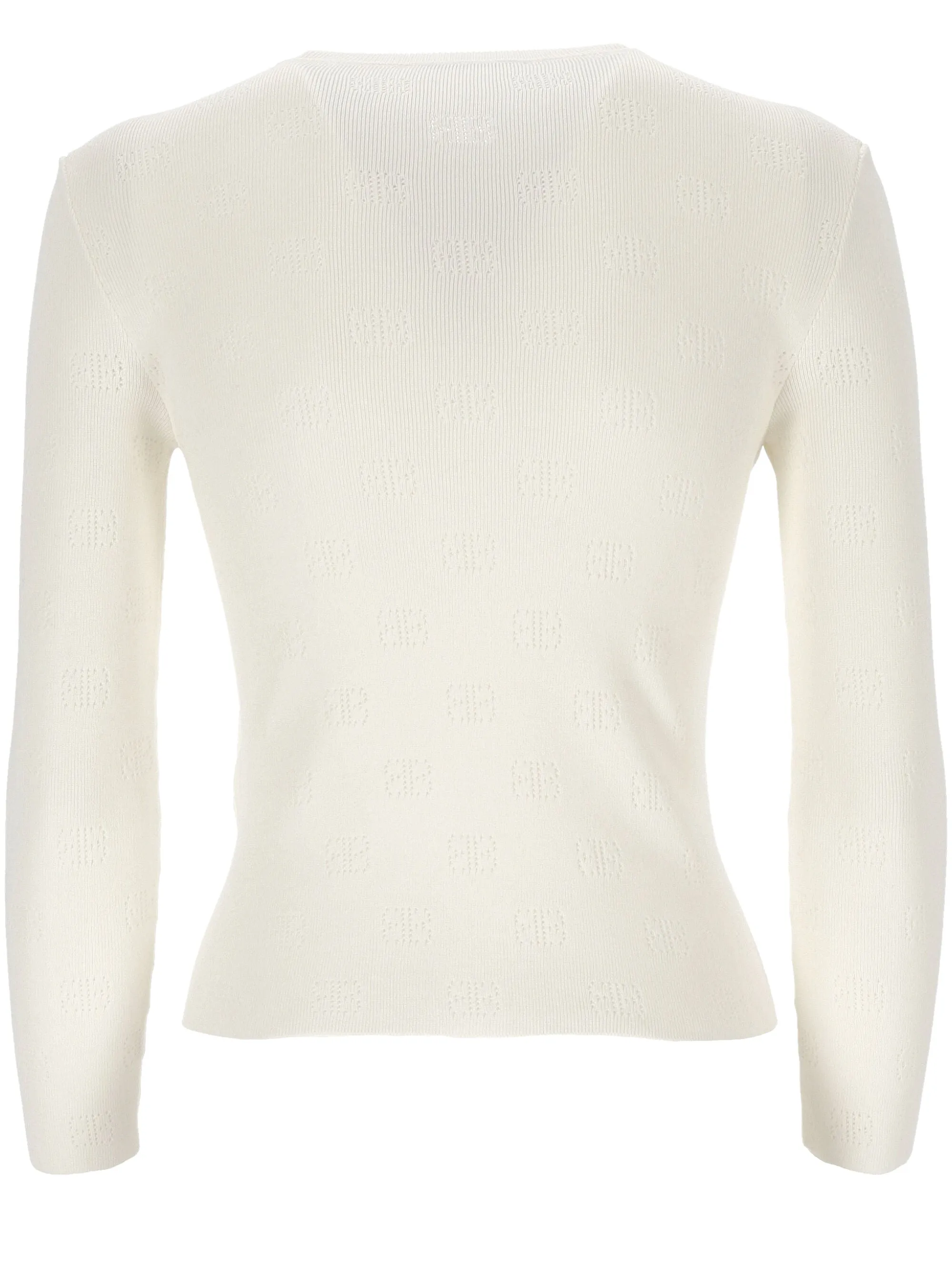 White Wool Blend Open Knit Sweater