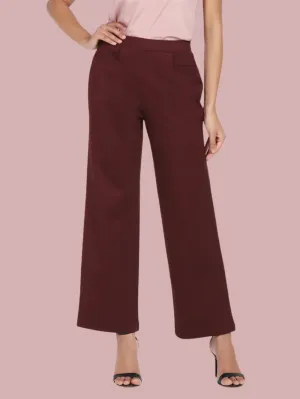 Wide Bottom Mid Waist Stretch Pants