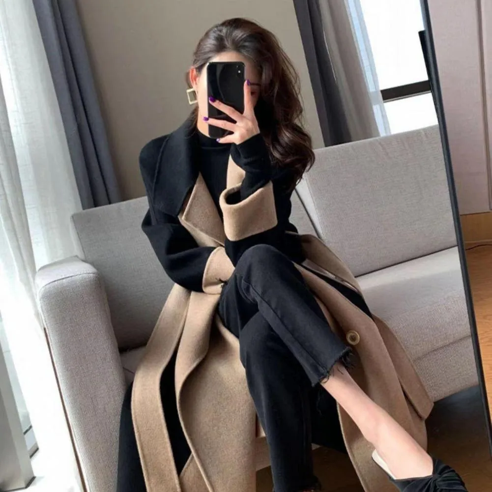 Winter Coat Double-breasted Cardigan Thermal Anti-wrinkle Lapel Women Winter Coat   Women Overcoat  for Shopping Coats Jackets