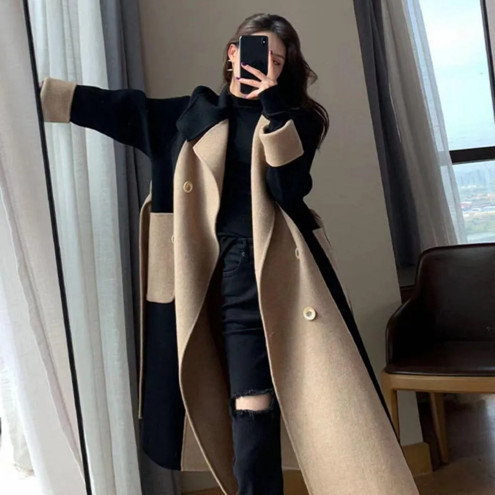 Winter Coat Double-breasted Cardigan Thermal Anti-wrinkle Lapel Women Winter Coat   Women Overcoat  for Shopping Coats Jackets