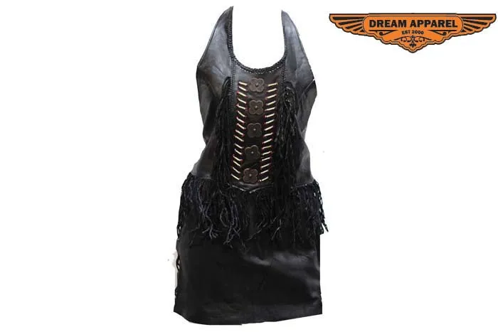 Womens Motorcycle Dark Brown Leather Vest