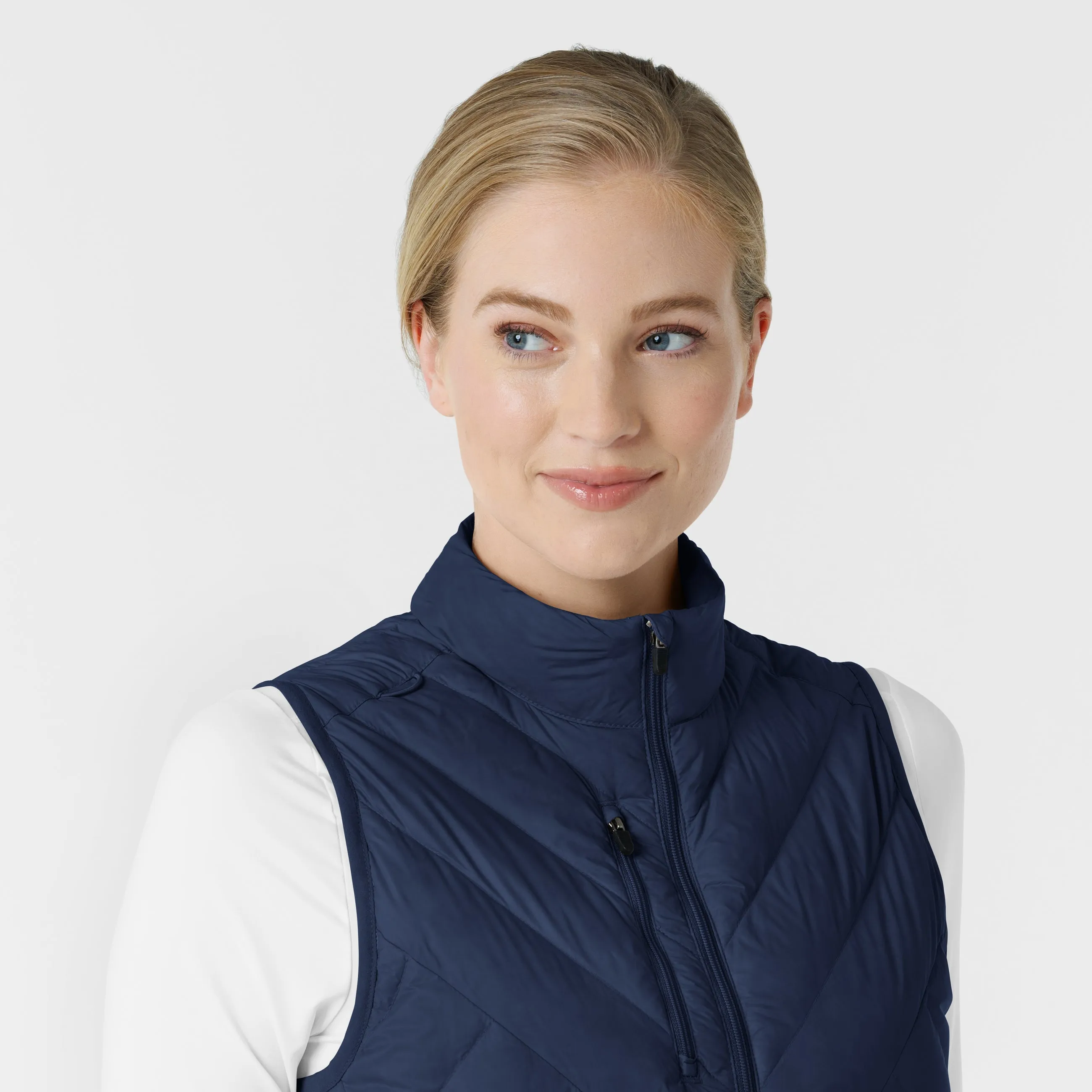 Women's Quilted Scrub Vest - Navy