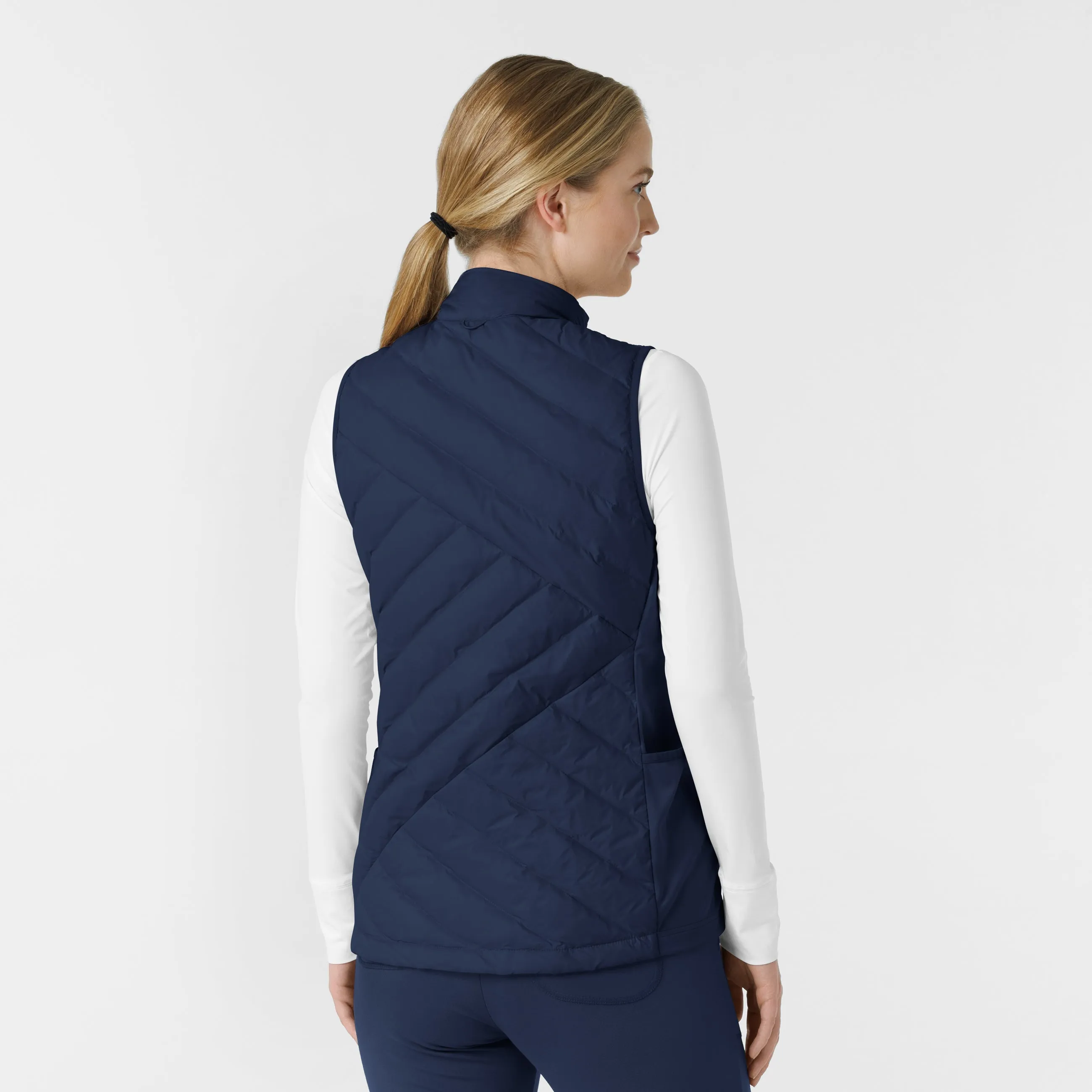 Women's Quilted Scrub Vest - Navy