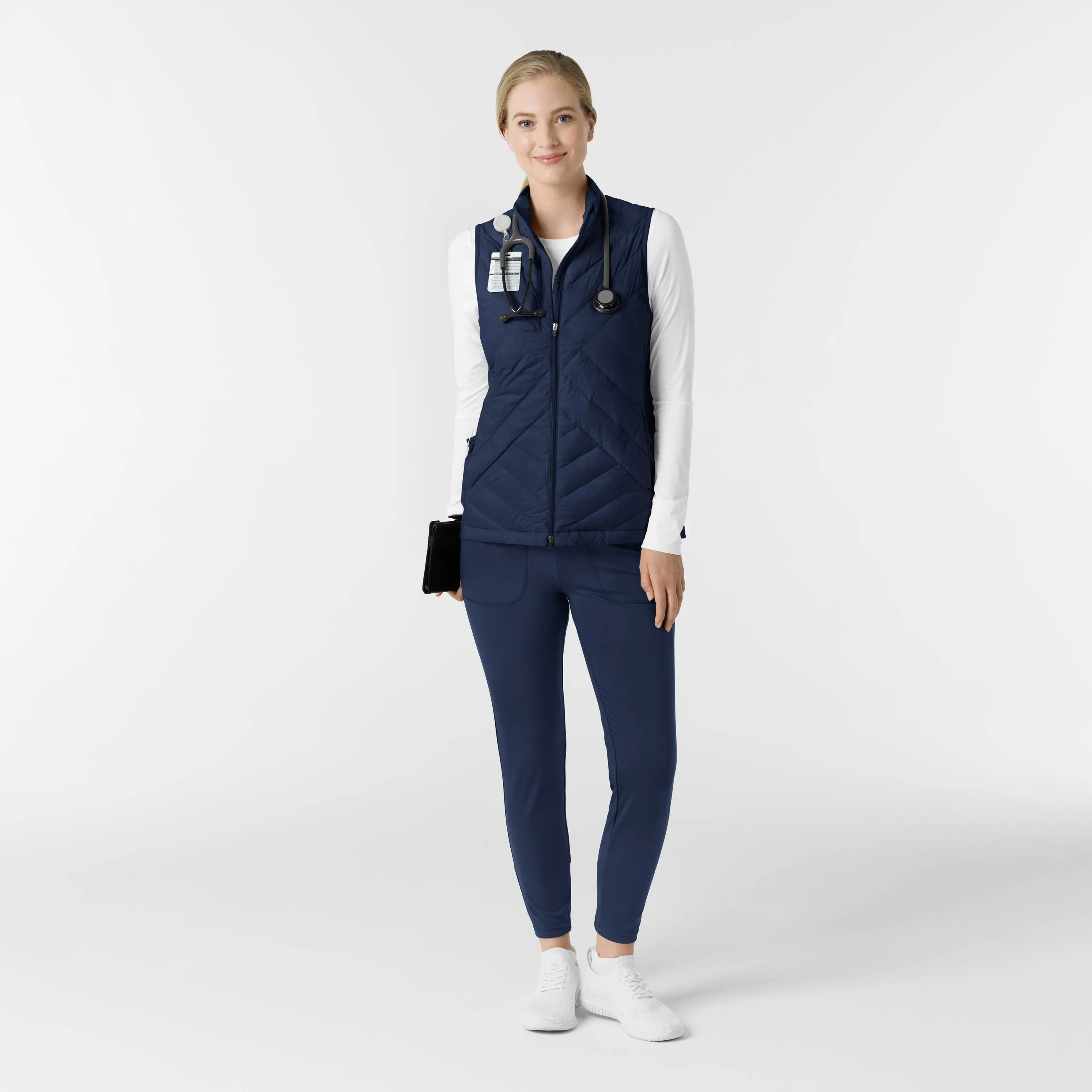 Women's Quilted Scrub Vest - Navy