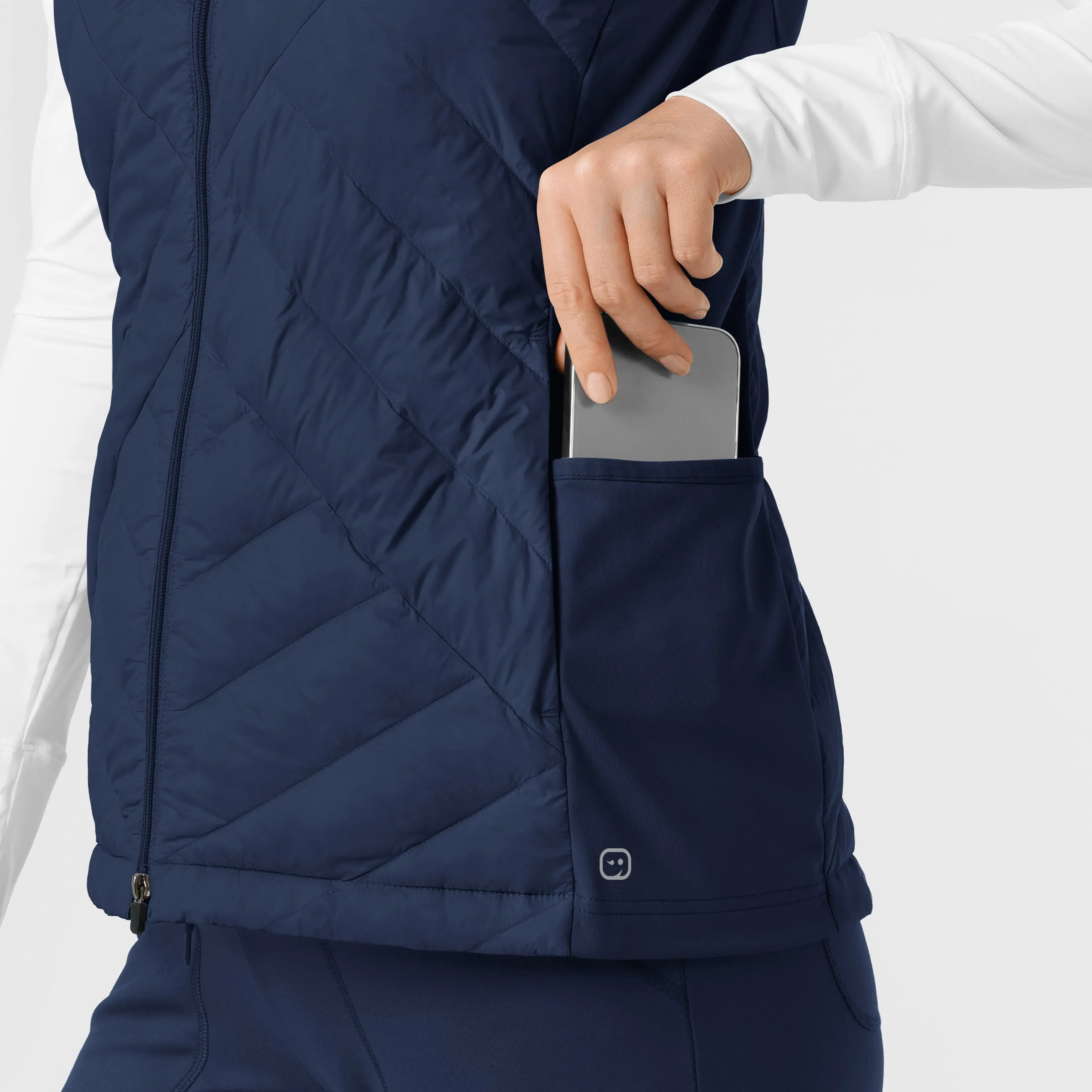 Women's Quilted Scrub Vest - Navy