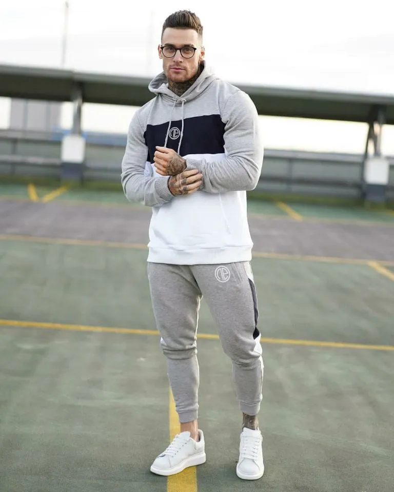 xiangtuibao Mens Tracksuits Cotton Casual Hoodie Set Autumn Male Sweatshirt Stylish fitness suit for men